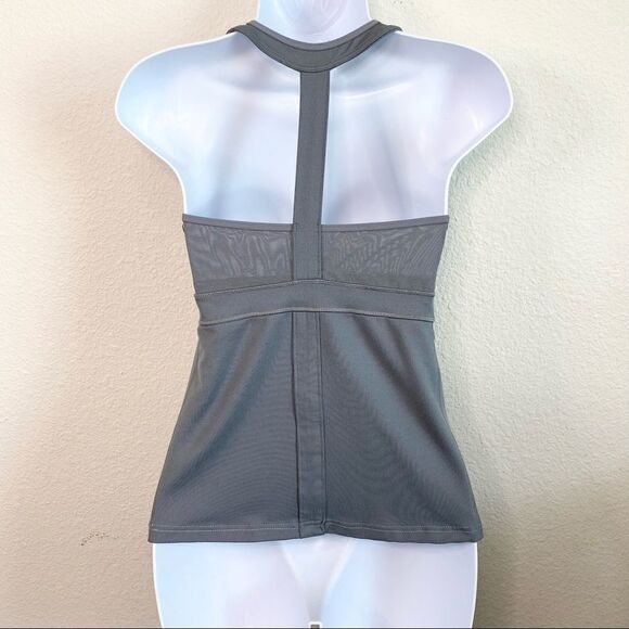 Athleta Gray Stunner T Back Tank Top Women's S Workout Fitted Stretch Gym - Picture 2 of 6